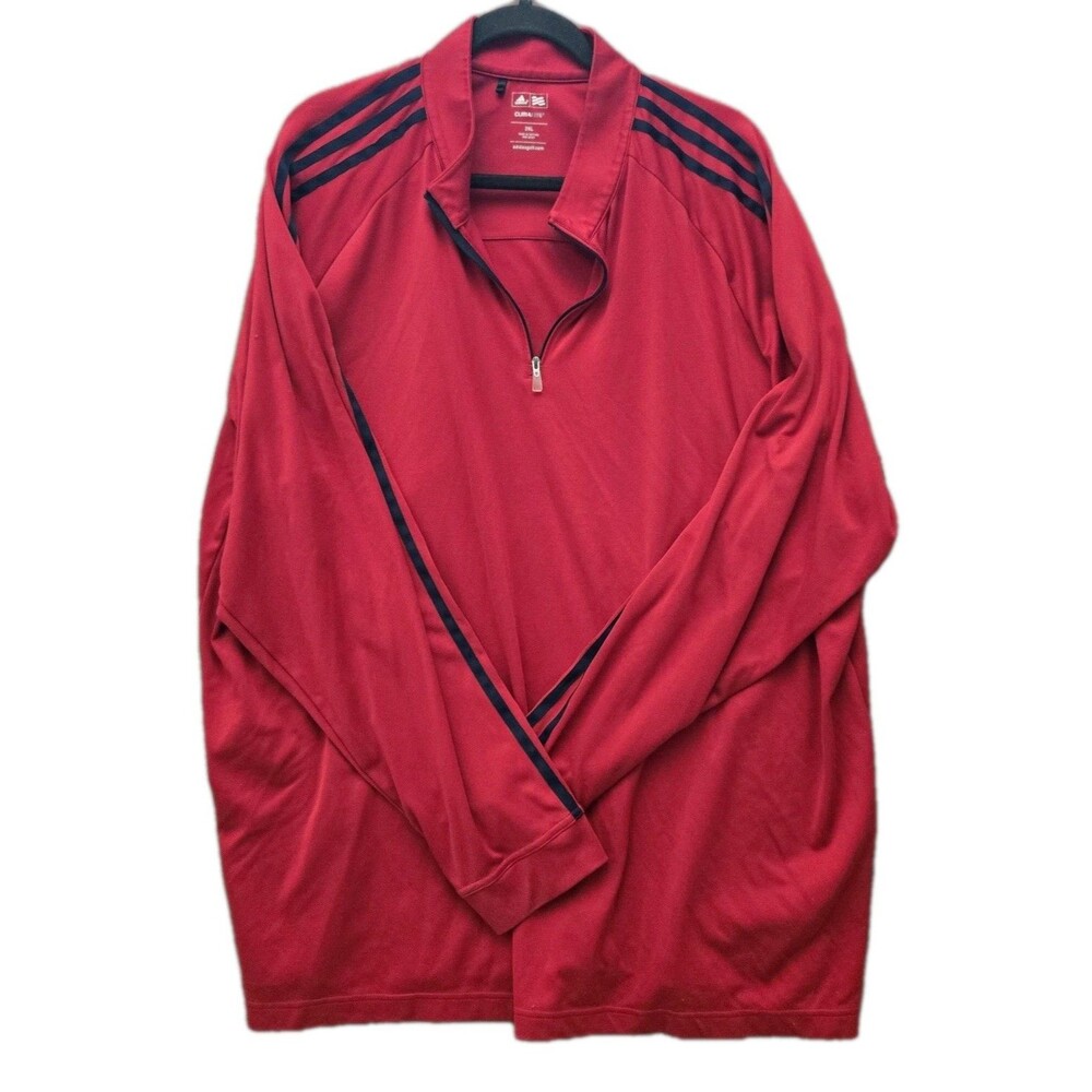 Adidas Golf Men's Shirt ClimaLite Performance Quarter-Zip Red Pullover Size 2XL